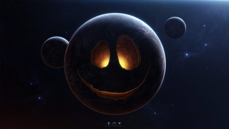 planet, Face, Stars, Humor, Funny, Smiley, Space, Halloween HD Wallpaper Desktop Background
