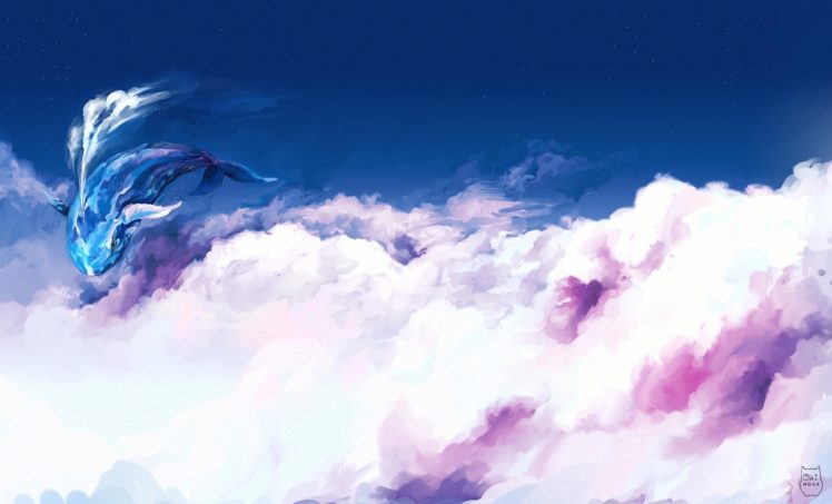 sky, Clouds, Fantasy, Whale, Magical, Bokeh HD Wallpaper Desktop Background