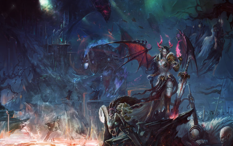 world, Of, Warcraft, Wow, Demons, Warriors, Swords, Games, Girls, Fantasy, Warrior HD Wallpaper Desktop Background