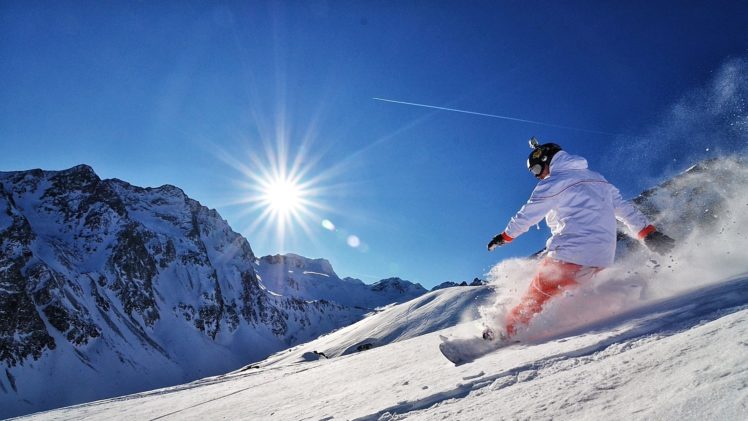 snowboarding, Sun, Mountains, Snowboard, Snow HD Wallpaper Desktop Background