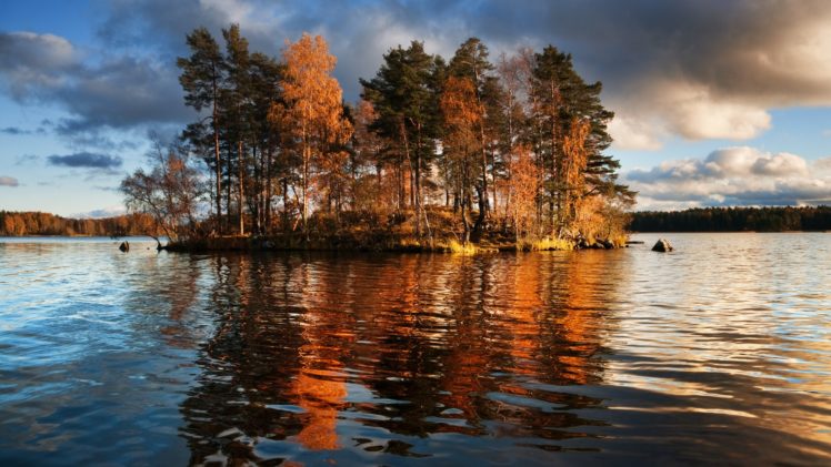 lake, Trees, Autumn, Fall, Reflection HD Wallpaper Desktop Background