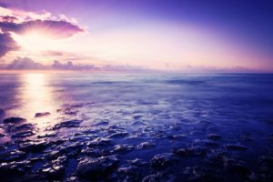 sunlight, Ocean, Purple, Reflection, Bokeh