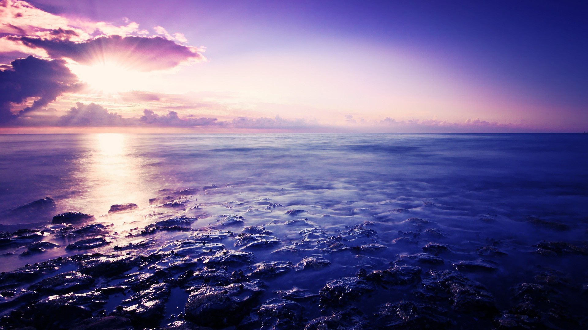 sunlight, Ocean, Purple, Reflection, Bokeh Wallpaper