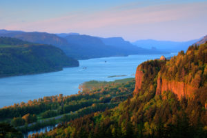 columbia, River, River, Forest, Mountains, Nature