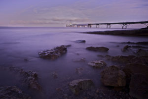 ocean, Rocks, Stones, Purple, Pier