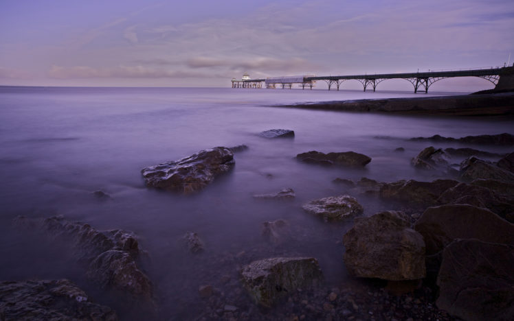 ocean, Rocks, Stones, Purple, Pier HD Wallpaper Desktop Background