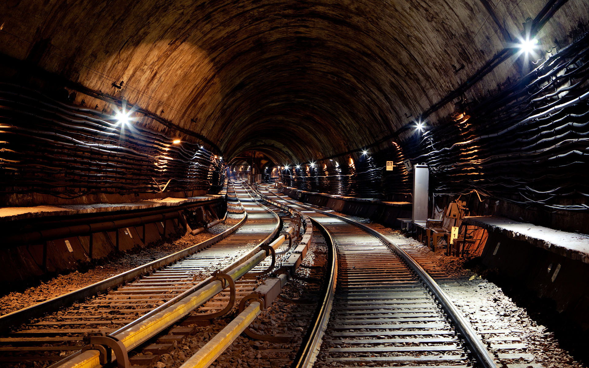 tunnel, Electricity, Underground, Rails, Light, Light, Tracks, Railroad, Subway Wallpaper