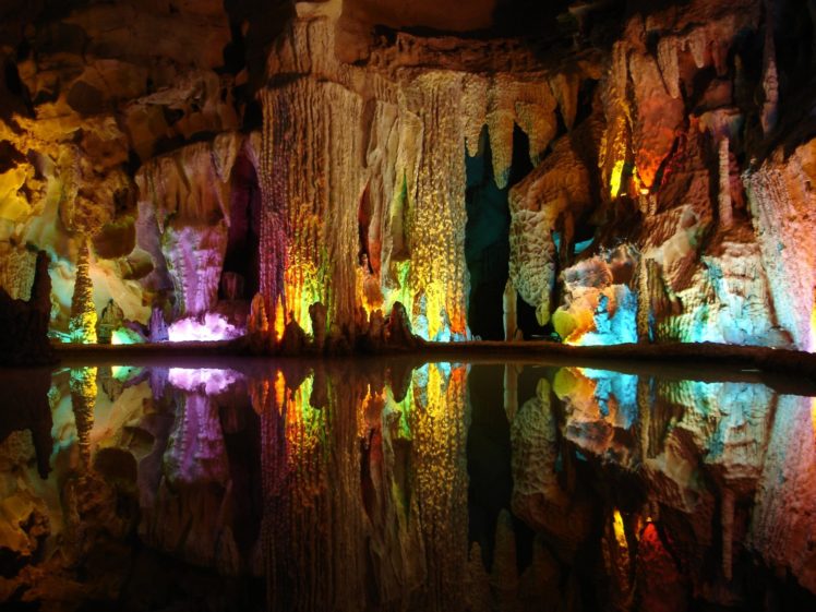 water, Nature, Multicolor, Rocks, Reflections, Caves HD Wallpaper Desktop Background