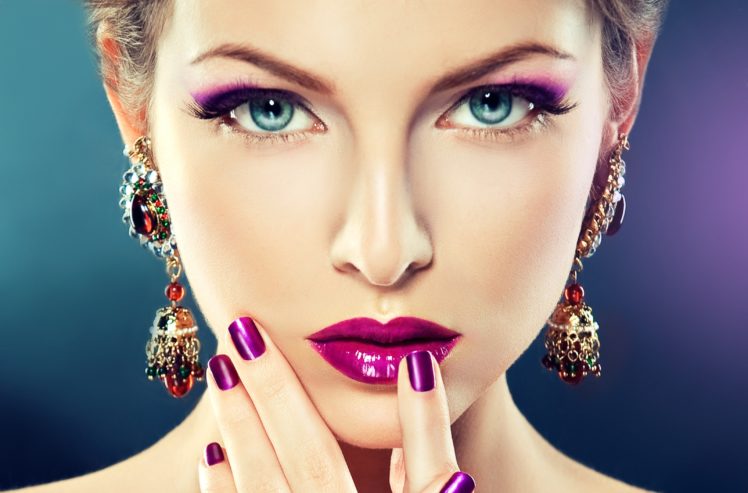 eyes, Lips, Face, Glance, Earrings, Girls HD Wallpaper Desktop Background