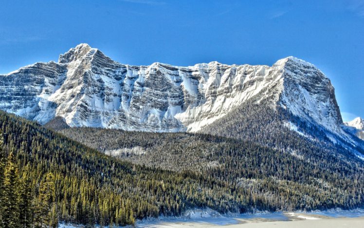 canada, Ridge, Top, Snow, Pine, Trees, Lake, Aster HD Wallpaper Desktop Background