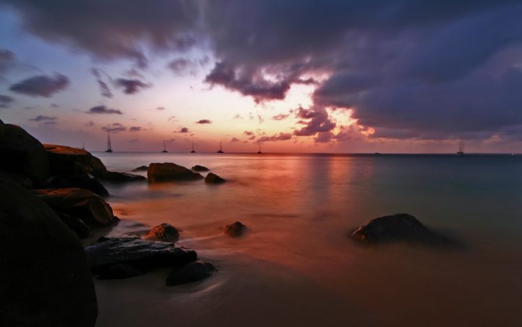clouds, Landscapes, Nature, Coast, Rocks, Oceans HD Wallpaper Desktop Background