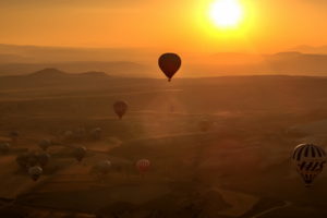 balloons, Sunset, Sports, Landscape