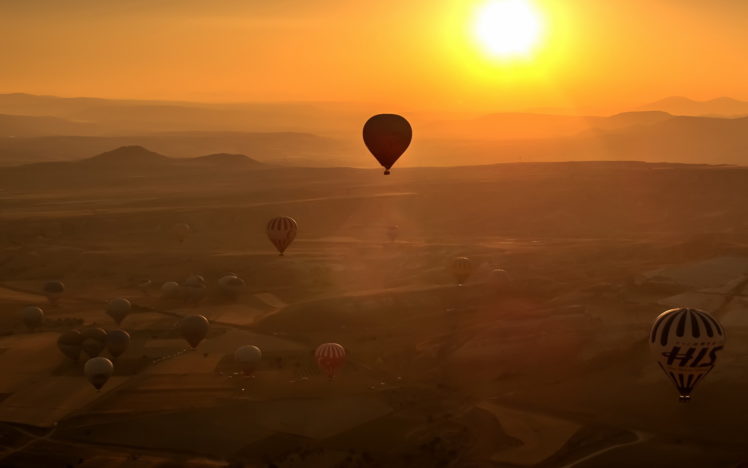 balloons, Sunset, Sports, Landscape HD Wallpaper Desktop Background