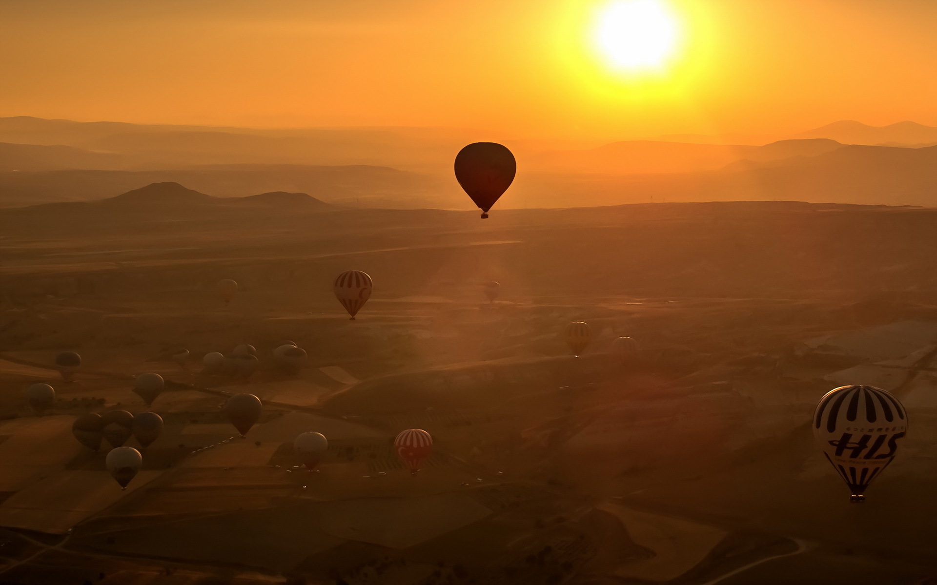 balloons, Sunset, Sports, Landscape Wallpaper
