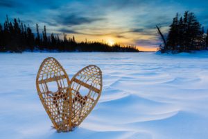lake, Superior, Sunset, Snow, Snowshoes, Winter
