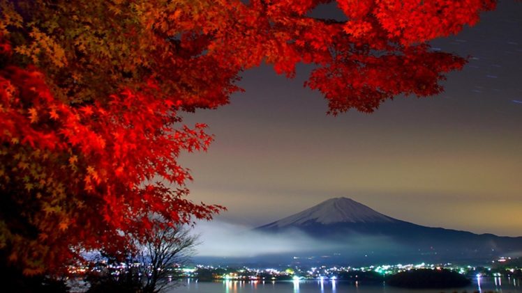 mountains, Landscapes, Mount, Fuji, Trees, Nature, Environment HD Wallpaper Desktop Background