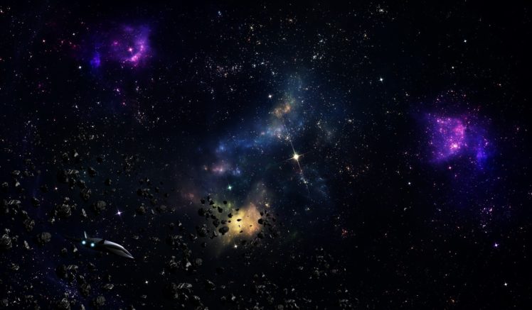 space, Stars, Ship, Asteroids HD Wallpaper Desktop Background