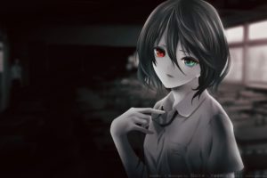 dark, Green, Eyes, Red, Eyes, Anime, Anime, Girls, Another,  anime, Series