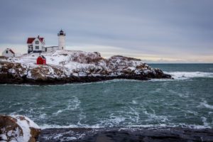 winter, The, Sea, The, Rocky, Coast, The, Lighthouse, Landscape