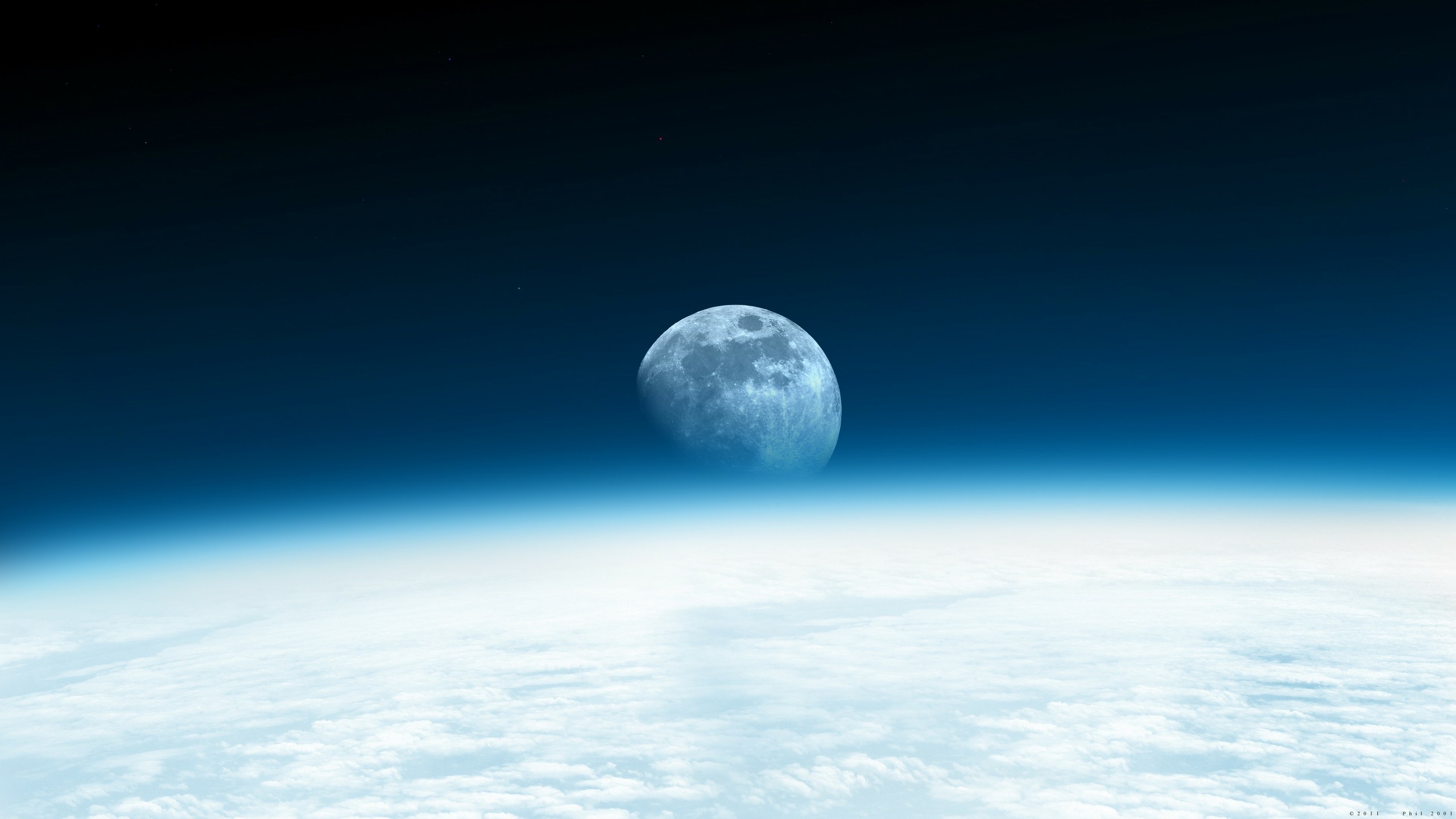 outer, Space, Moon, Rise Wallpaper