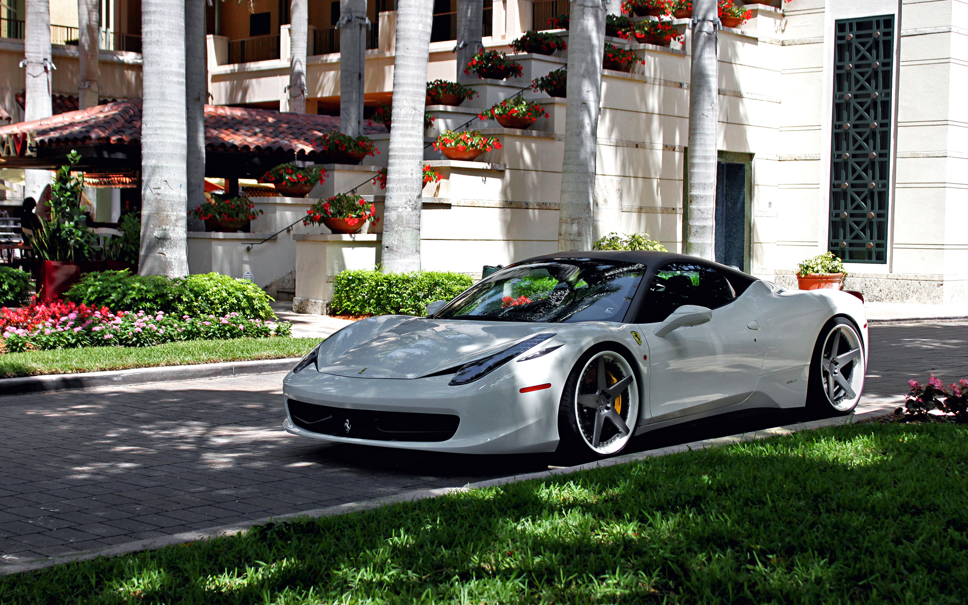 ferrari, 458, Italia, White, Tuning, Wheels, Yard, Grass, Villa, Supercars, Supercar Wallpaper