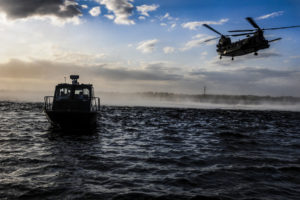 boat, Helicopter, Ocean, Military
