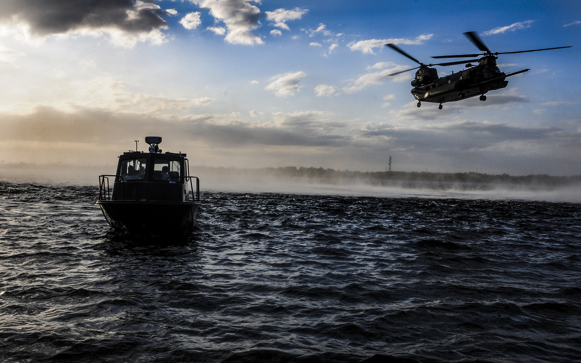boat, Helicopter, Ocean, Military Wallpaper