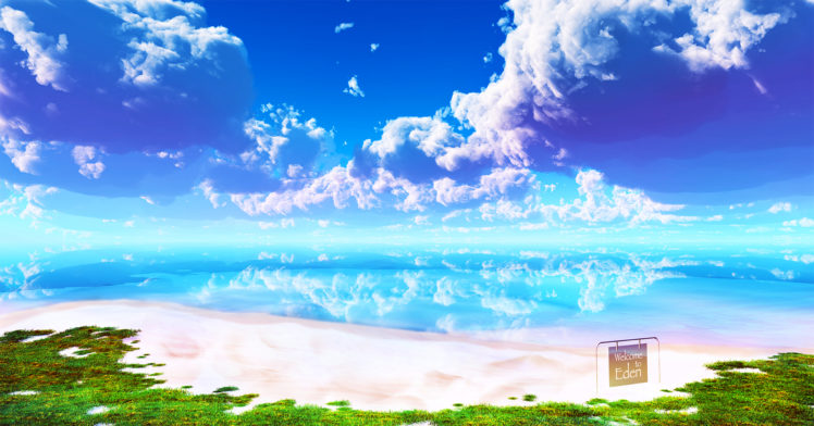 original, Beach, Clouds, Grass, Landscape, Original, Scenic, Sky, Water HD Wallpaper Desktop Background
