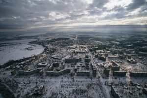 chernobyl, Pripyat, Aerial, Clouds, Snow, Winter, Buildings, Abandon, Deserted, Apocalyptic, Dark, Horror, Nuclear, Radiation