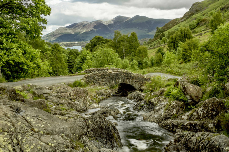 england, Bridge, River, Mountain, Road, Rocks, Trees HD Wallpaper Desktop Background