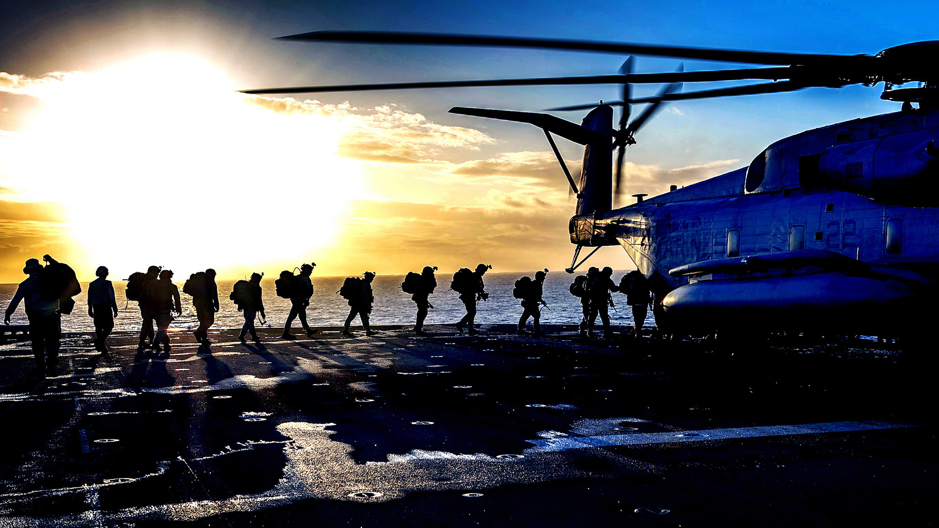 helicopter, Soldiers, Sunlight, Sunset, Military Wallpaper