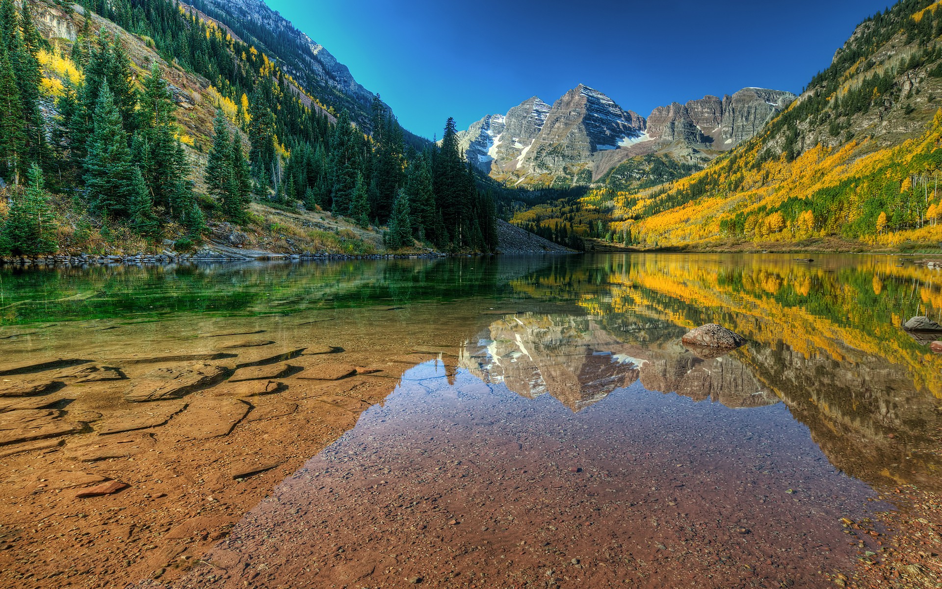 mountains, Landscapes, Autumn, Lakes, Skyscapes Wallpaper