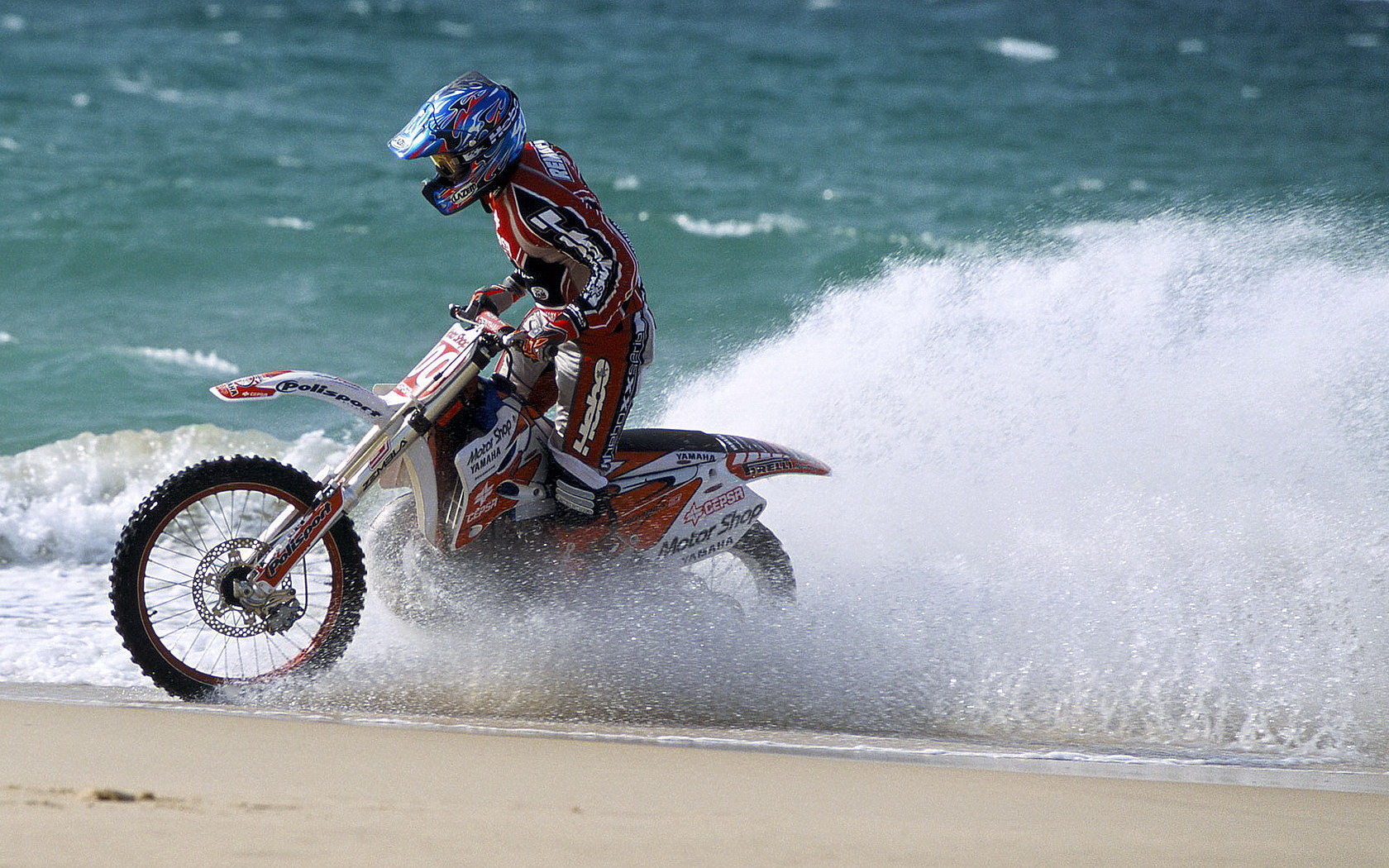 bike, Sea, Water, Wave Wallpaper