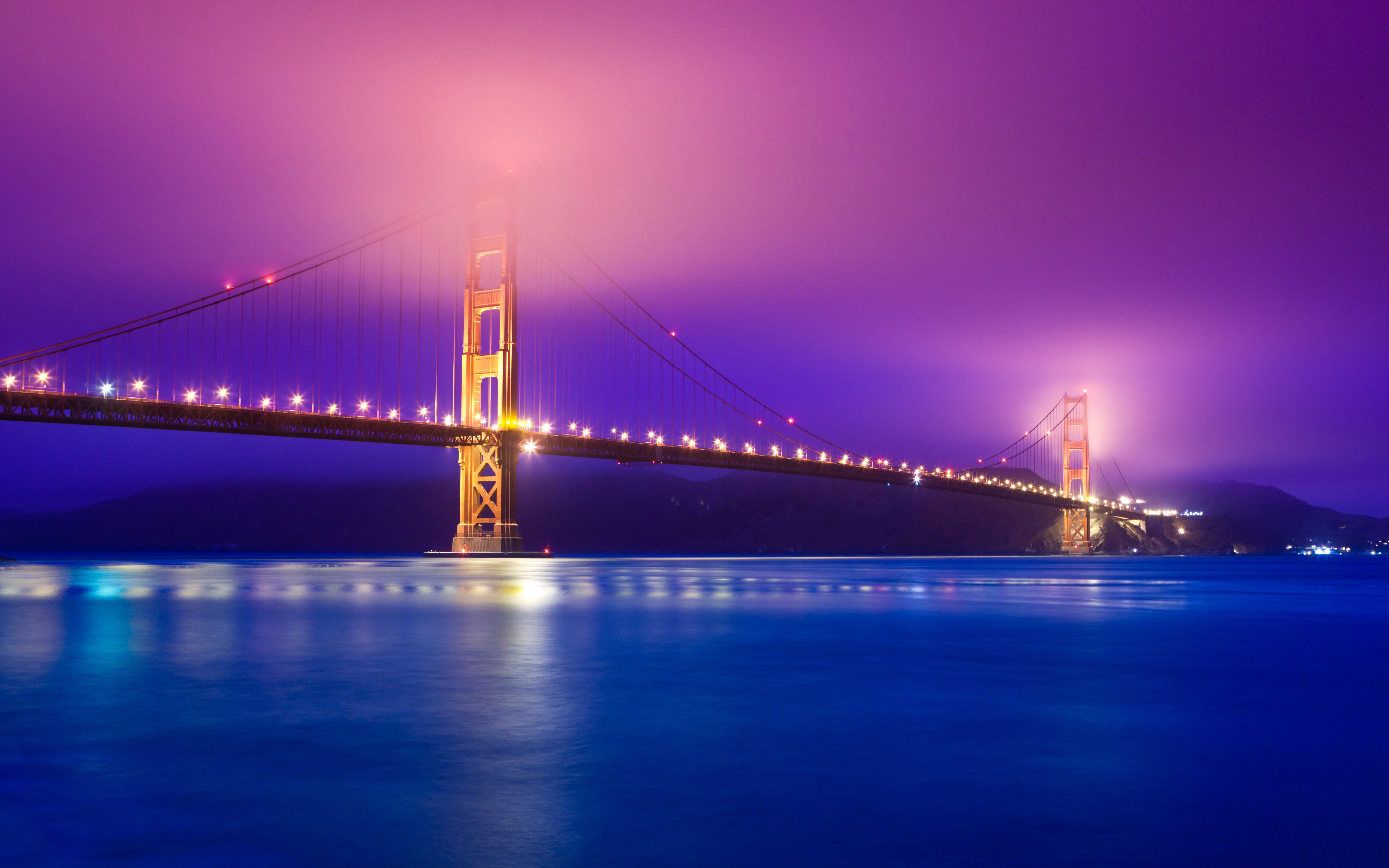 golden, Gate, Fog Wallpaper