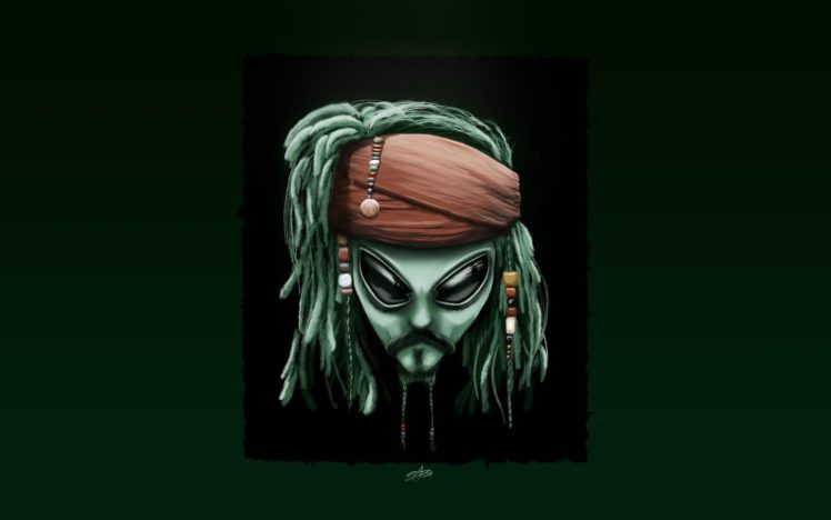 alienware, Johnny, Depp, Digital, Art, Artwork, Alien, Captain, Jack, Sparrow HD Wallpaper Desktop Background