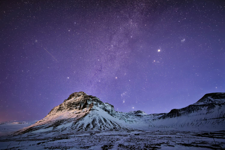 stars, Snow, Iceland, Night, Mountains, Sky HD Wallpaper Desktop Background