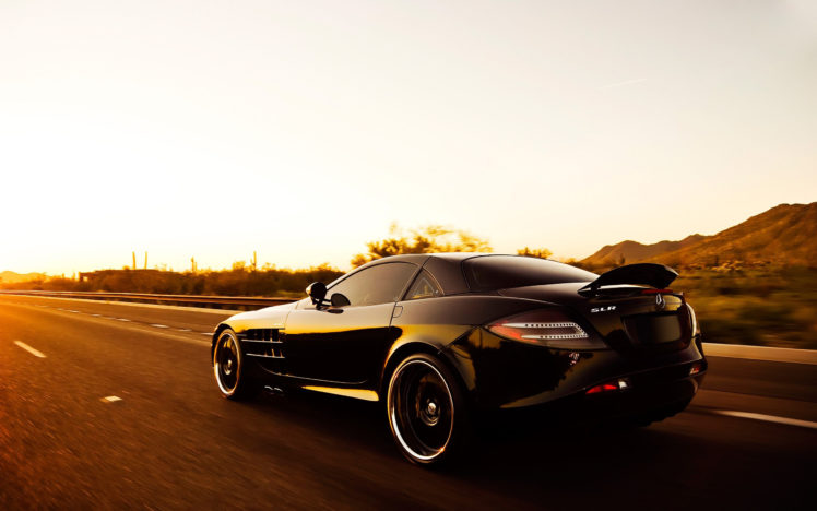 black, Mercedes, Slr, Driving, On, The, Road HD Wallpaper Desktop Background