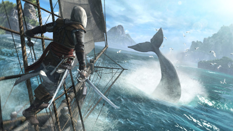 assassins, Creed, Iv, Black, Flag, Assassin, Pirate, Edward, Kenuey, Edward, Kenway, Ship, Sea HD Wallpaper Desktop Background