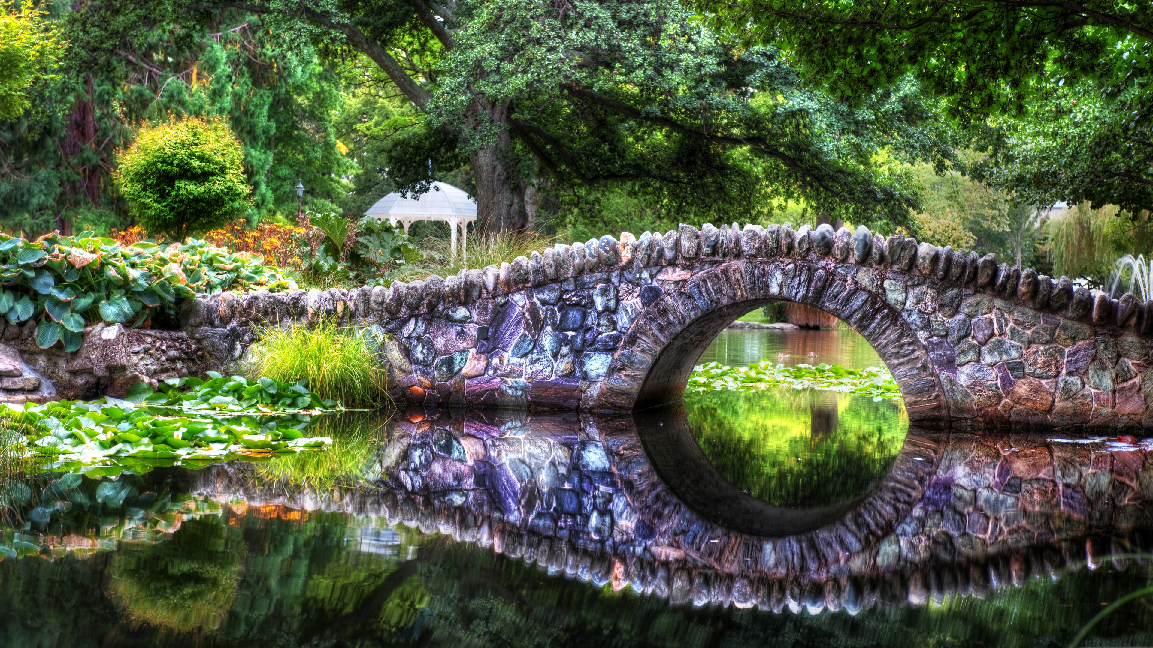 bridge, Reflection, Pond, Lake Wallpaper