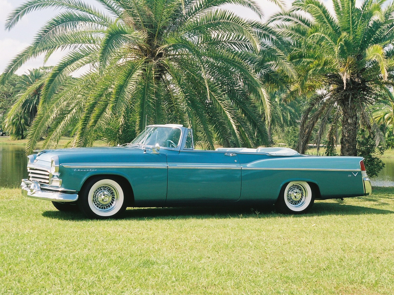 1956, Chrysler, Windsor, Convertible, Retro Wallpaper