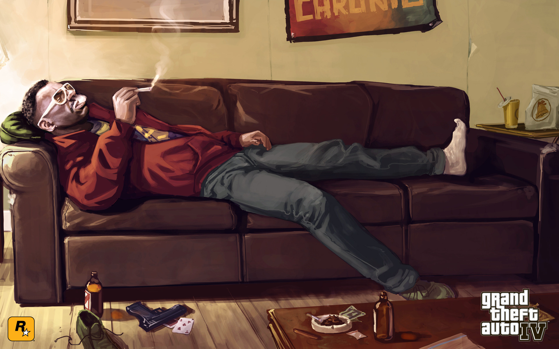 grand, Theft, Auto, Gta, Smoking, Drawing Wallpaper