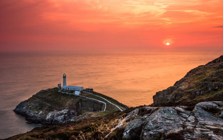 lighthouse, Ocean, Coast, Sunset HD Wallpaper Desktop Background