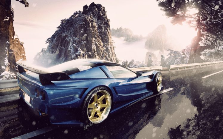mountains, Snow, Cars, Roads, Vehicles, Corvette, Chevrolet, Muscle, Supercar, Supercars HD Wallpaper Desktop Background