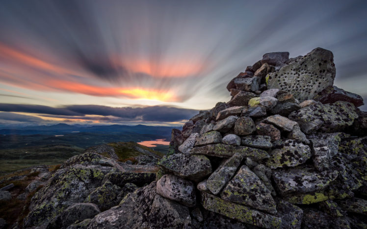 rocks, Stones, Sunset, Clouds HD Wallpaper Desktop Background