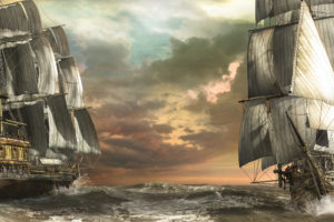 sailboats, Wallpaper, Art, Sea, Waves, Boats, Ship, Ships, Fantasy, Schooner, Ocean