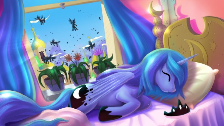 sleeping, Ponies, Princess, Luna, Changeling, My, Little, Pony, Friendship, Is, Magic HD Wallpaper Desktop Background