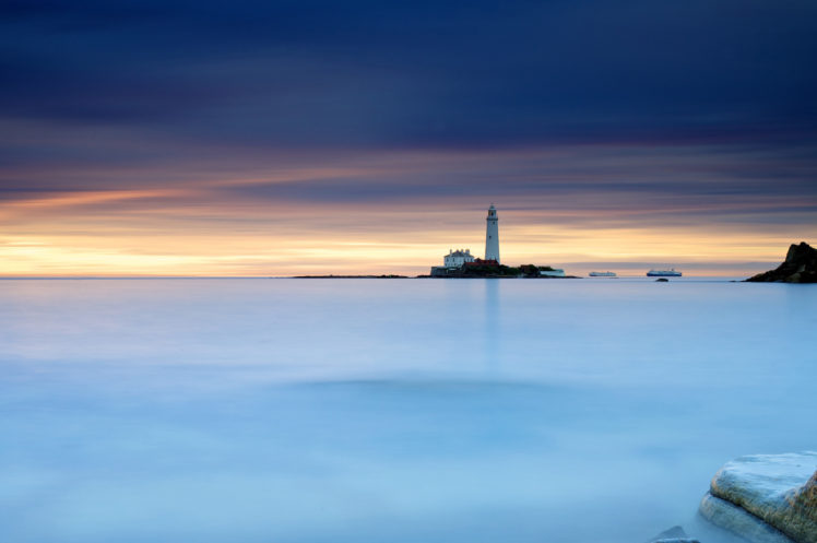 lighthouse, Ships, Shutter, Sky, Rocks HD Wallpaper Desktop Background
