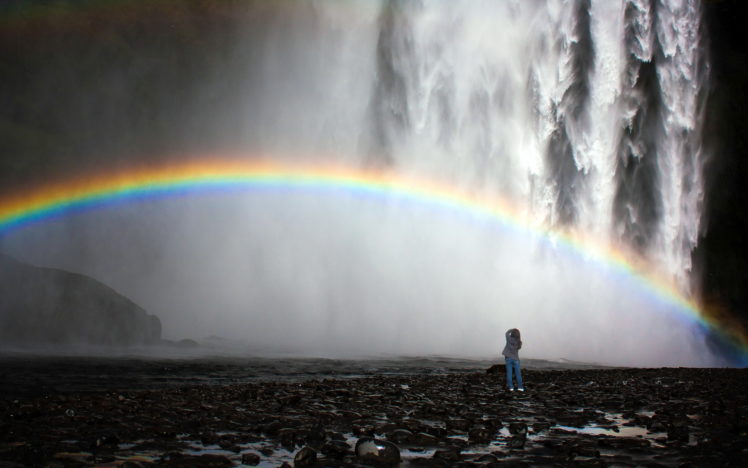 waterfall, Rainbow, Nature, Mood, Drops, Fog HD Wallpaper Desktop Background