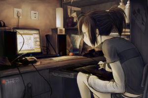original, Tablet, Computer, Drawing, Girl, Art, Anime