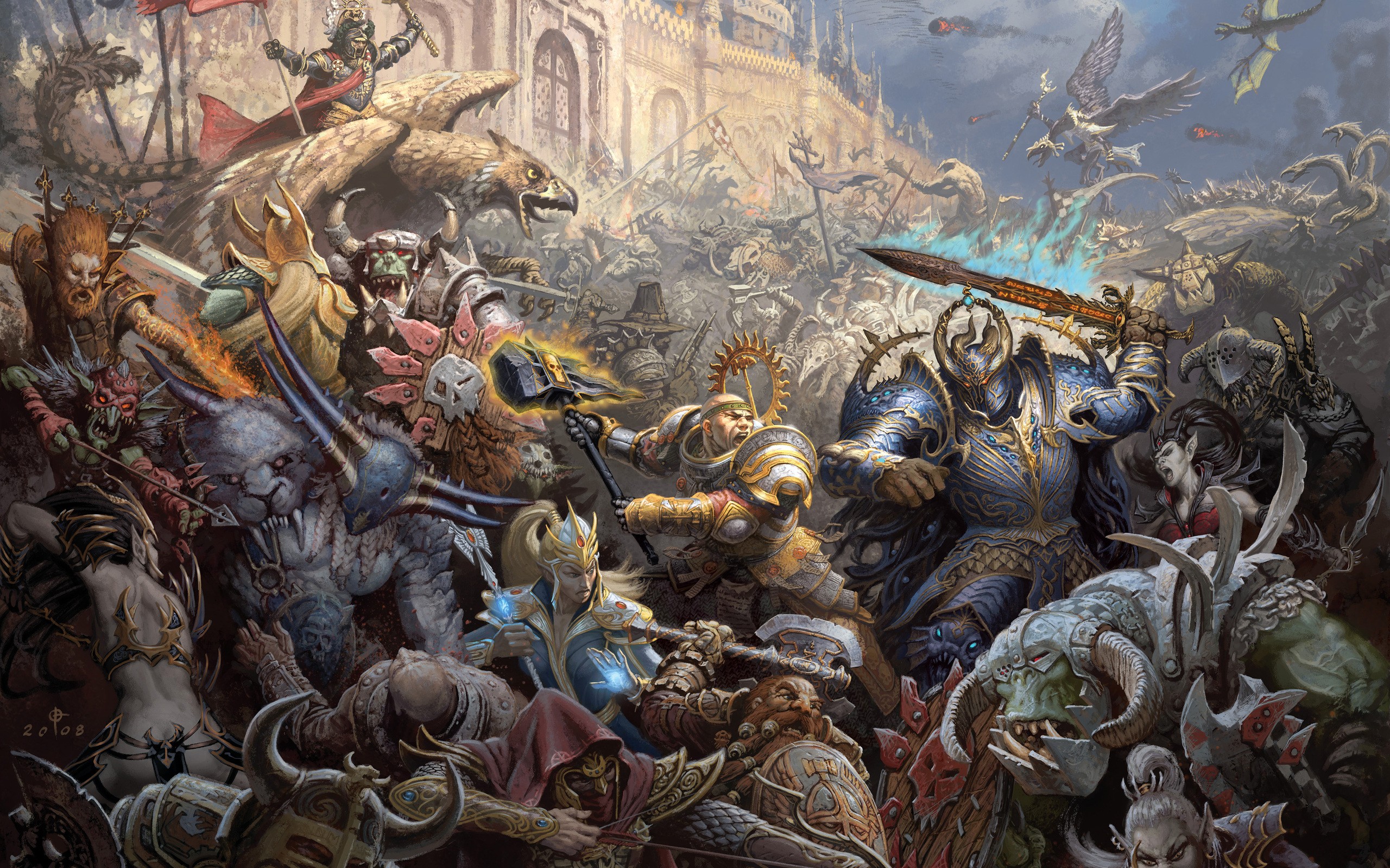 fantasy, Mage, War, Castles, Warhammer, Chaos, Elves, Dwarfs, Battles, Orcs, Artwork, Siege Wallpaper
